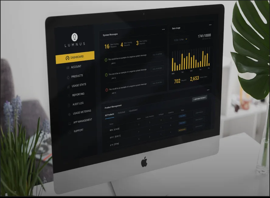 Dashboard design on a desktop display