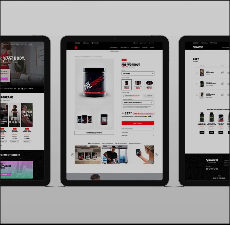 eCommerce designs on tablets